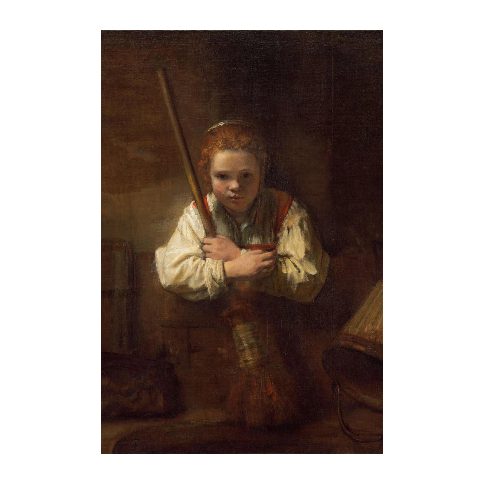 Young Girl with Broom Wall Art