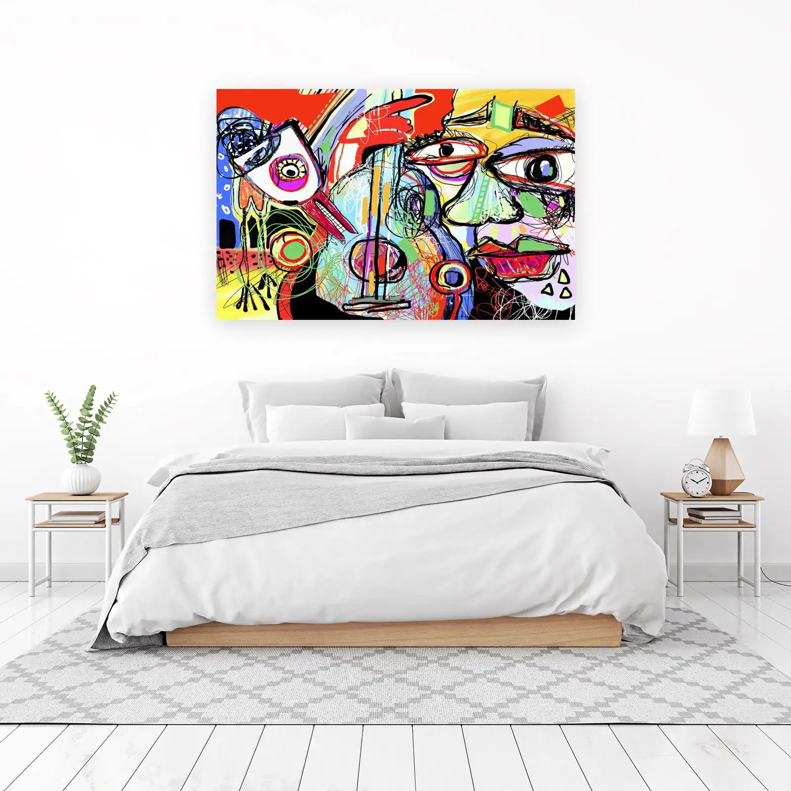 Vibrant Abstract Faces Guitar Wall Art
