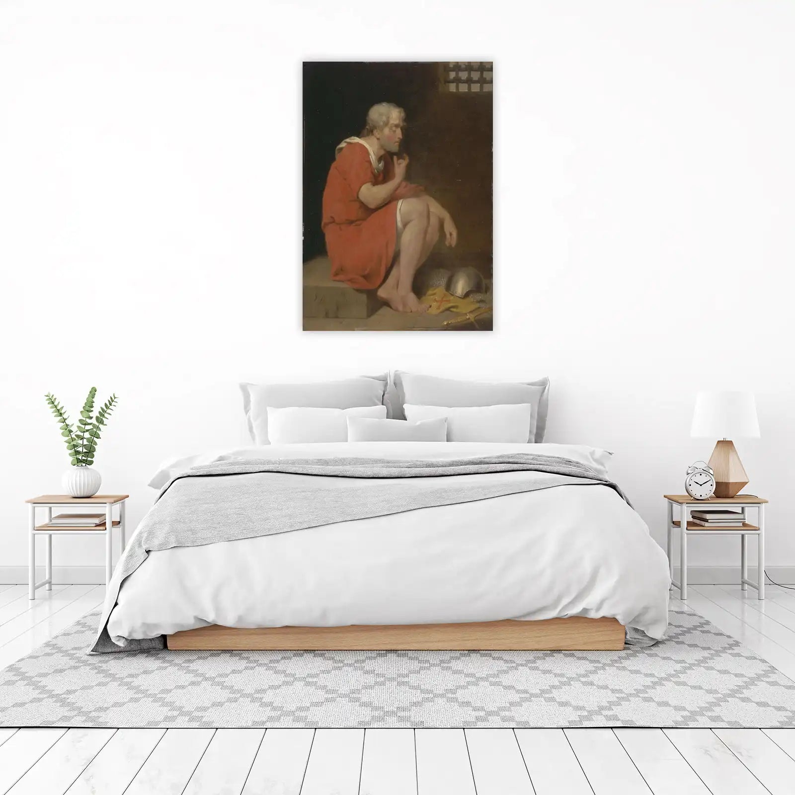 Contemplative Man in Red Robe Wall Art