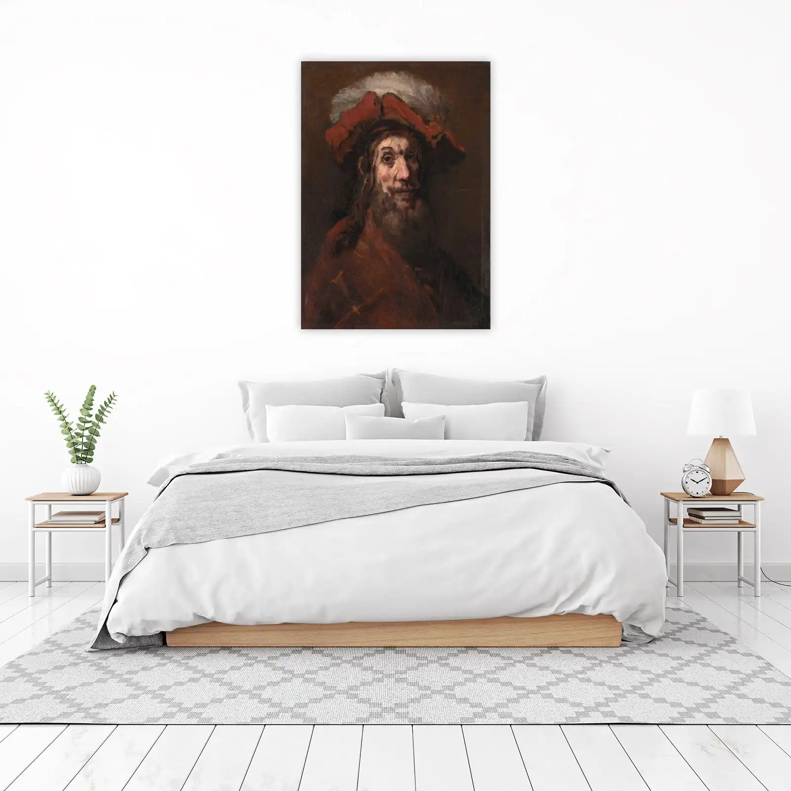 Old Man in Hat Oil Painting Wall Art