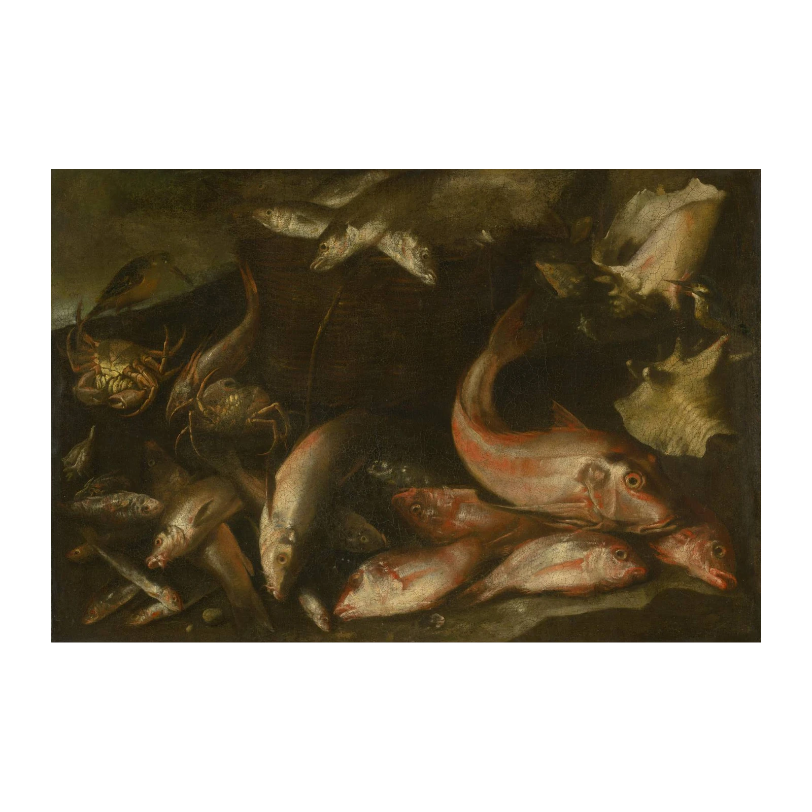 Vibrant Still Life Fish & Crab Wall Art