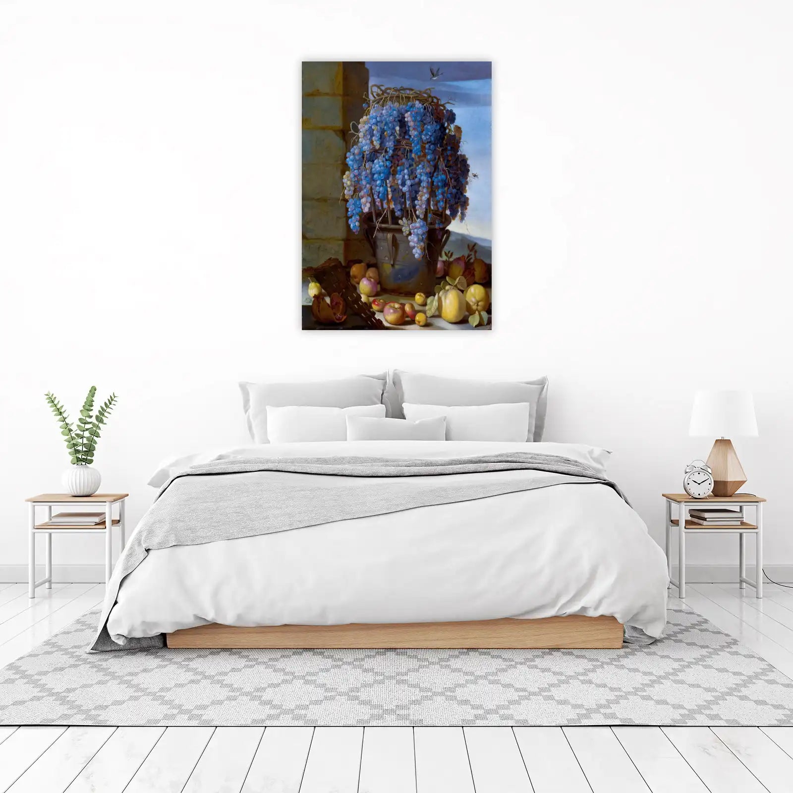 Vibrant Blue Grapes Still Life Wall Art
