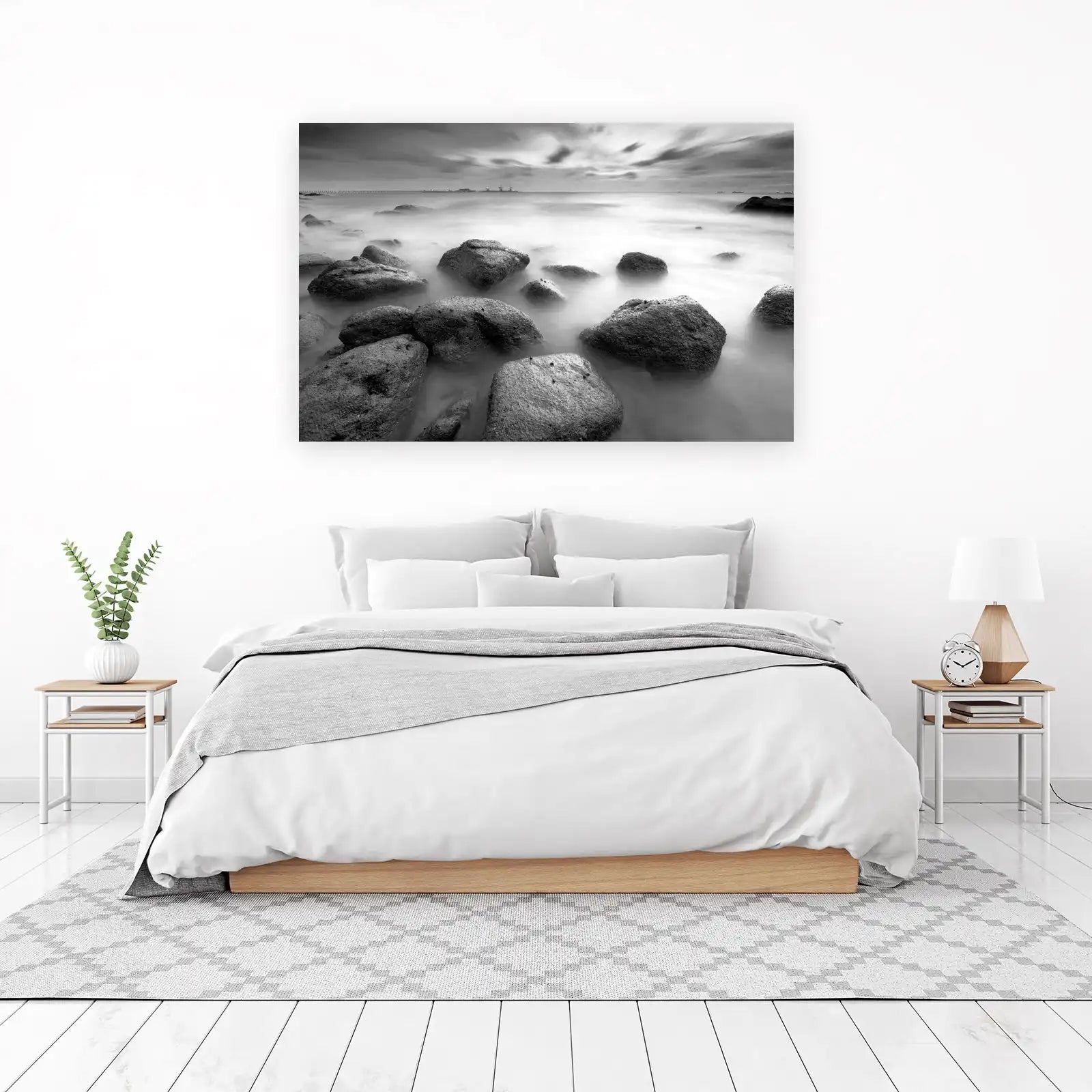 Serene Coastal Serenity B&W Wall Art