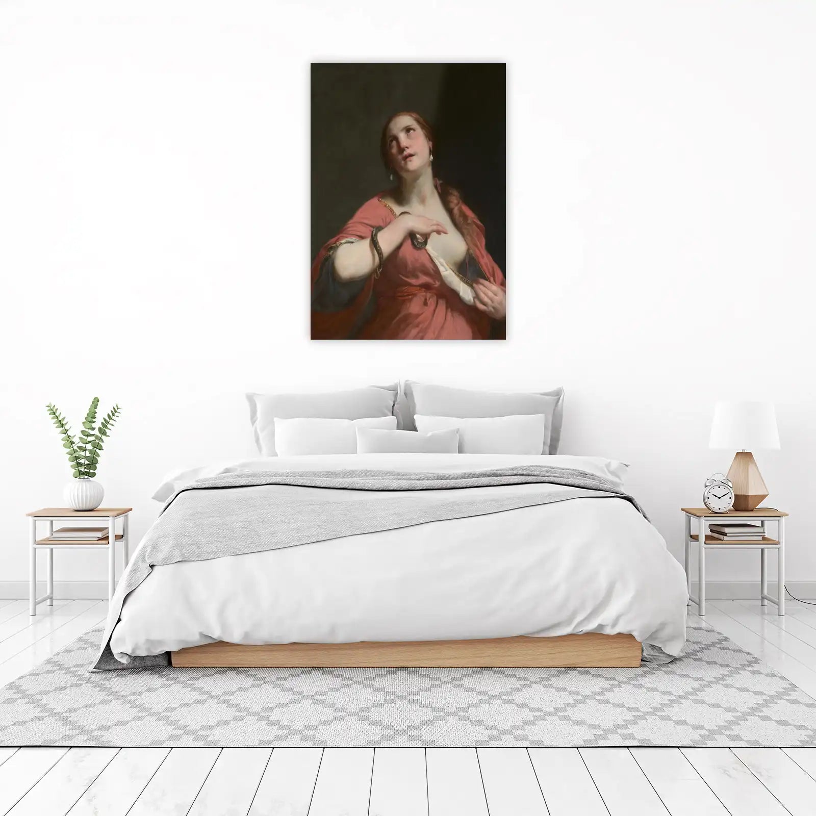 Dramatic Serpent Embrace Woman Portrait Wall Art