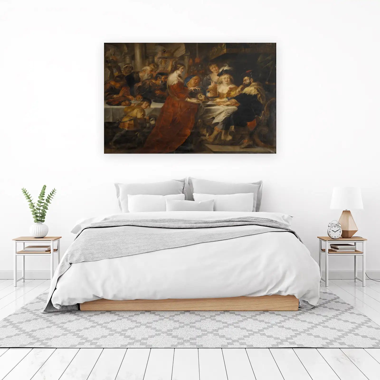 Dramatic Feast Scene Baroque Oil Painting Wall Art