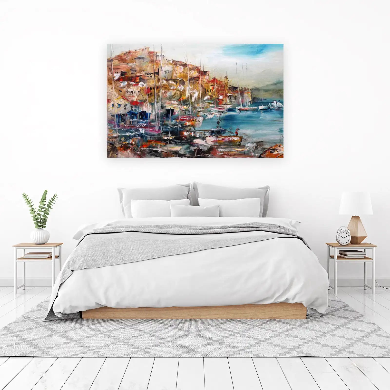 Impressionist Harbor Sailboats Wall Art
