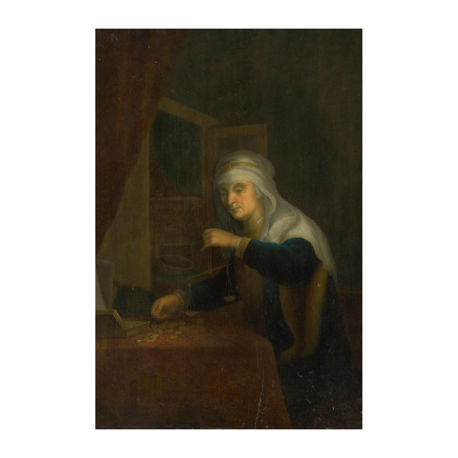 Old Woman Counting Coins Wall Art