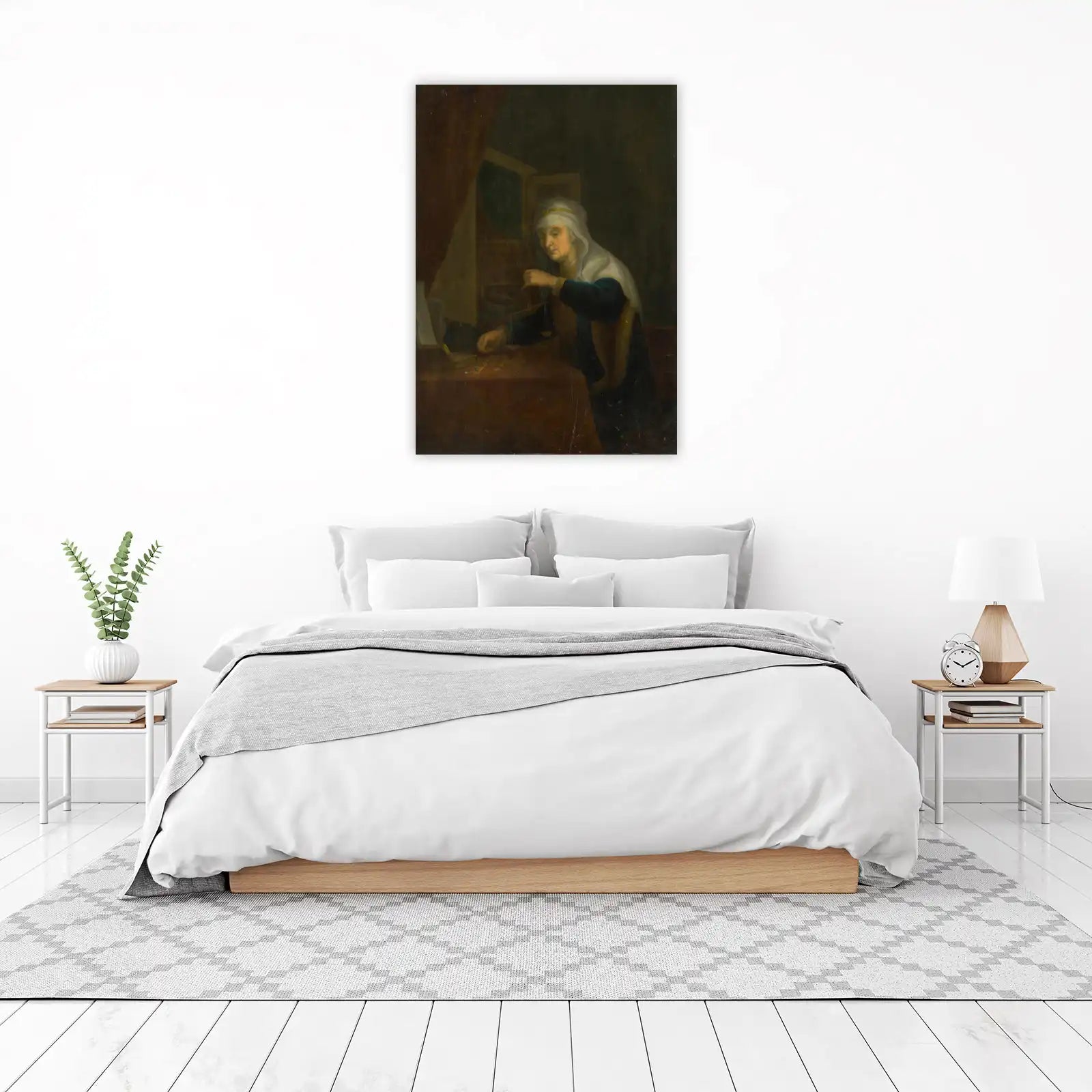 Old Woman Counting Coins Wall Art