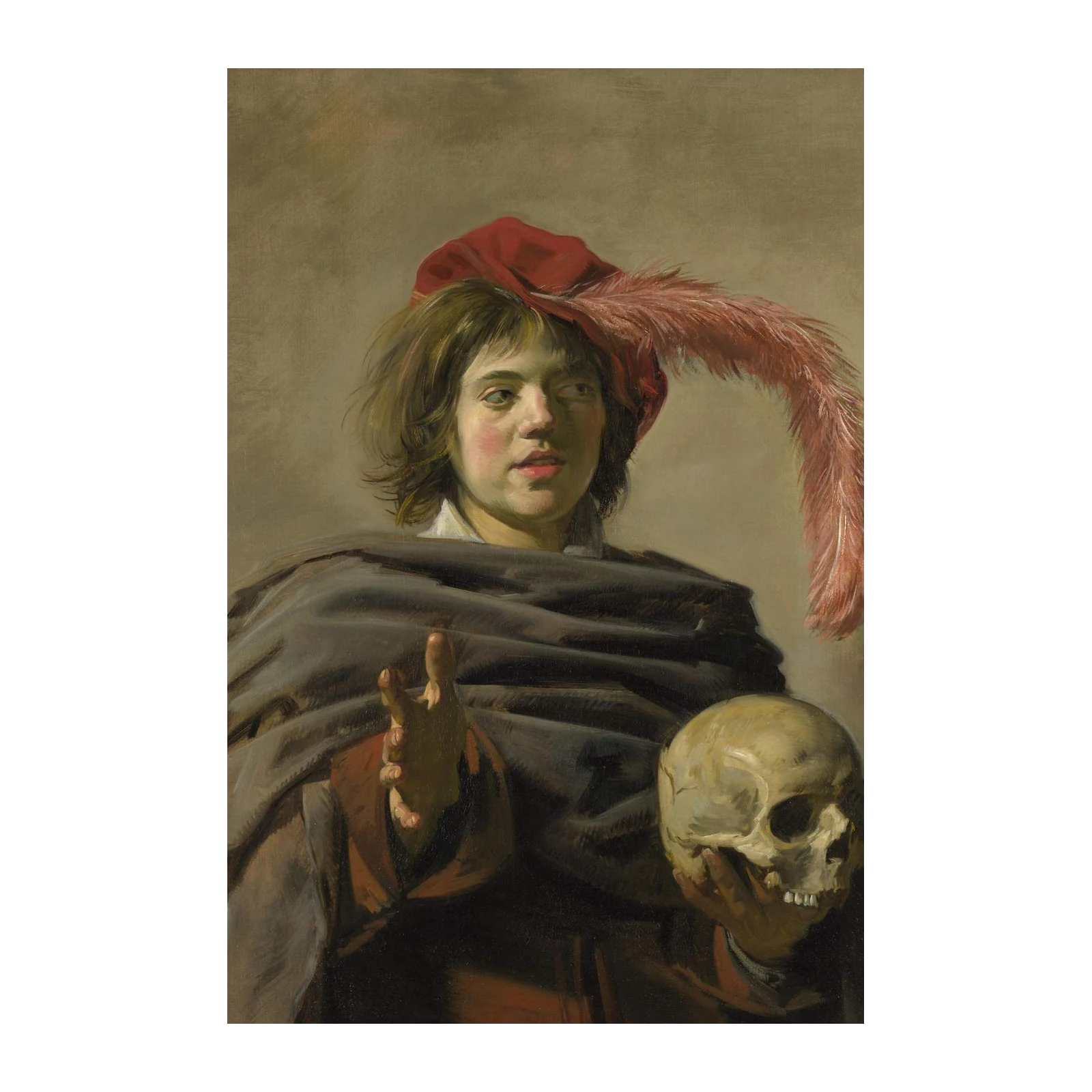 Allegorical Figure Holding Skull Wall Art