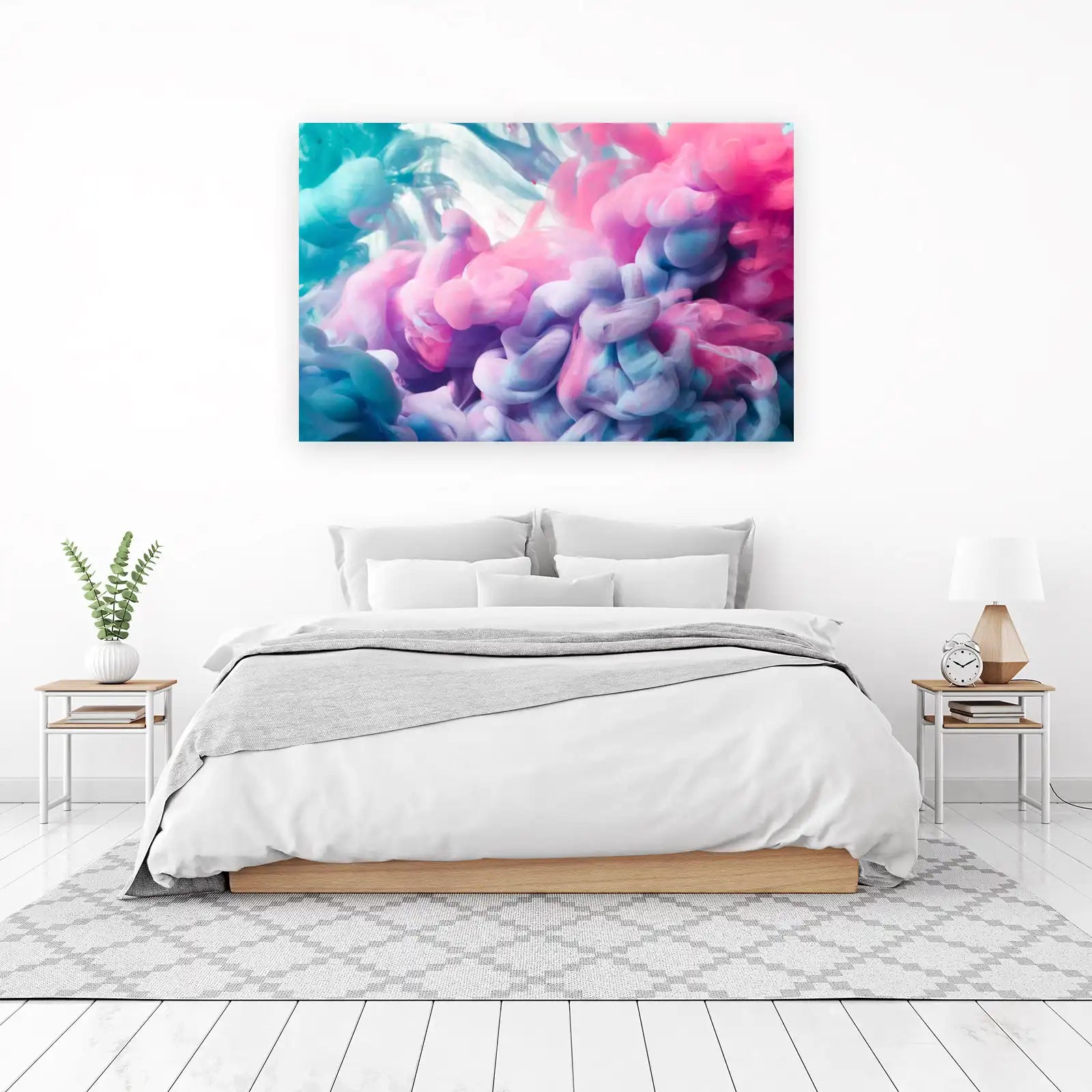 Abstract Pink & Blue Smoke Swirls Wall Art