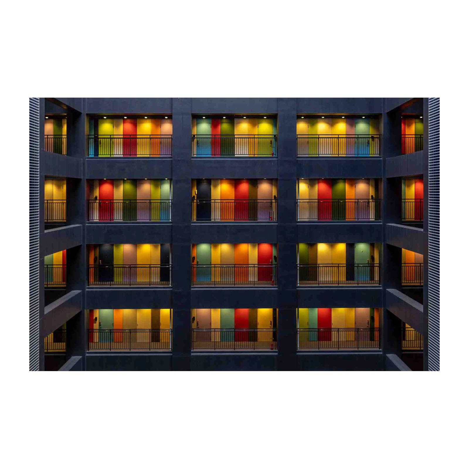 Vibrant Doors Abstract Building Wall Art