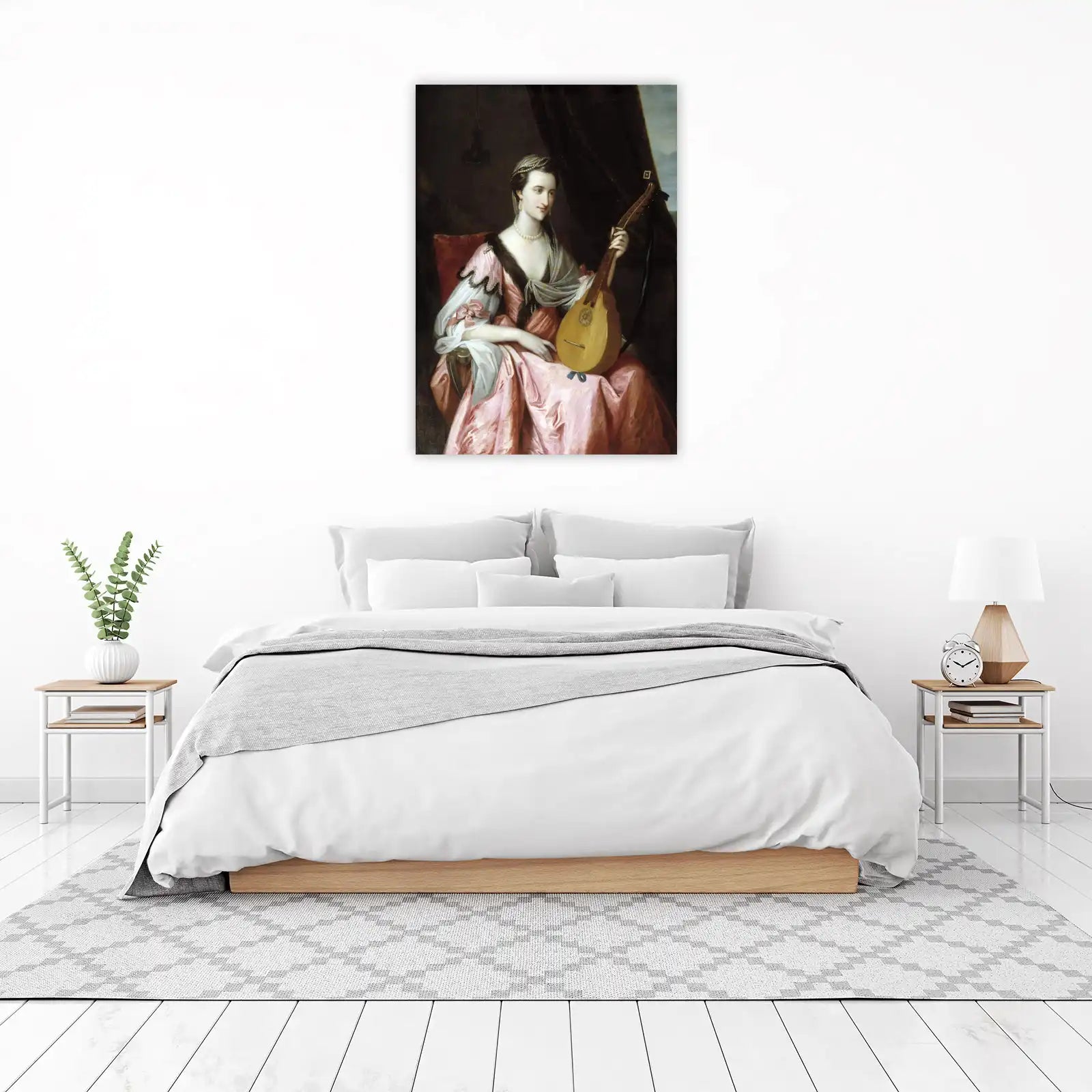 Elegant Lady with Lute Vintage Wall Art