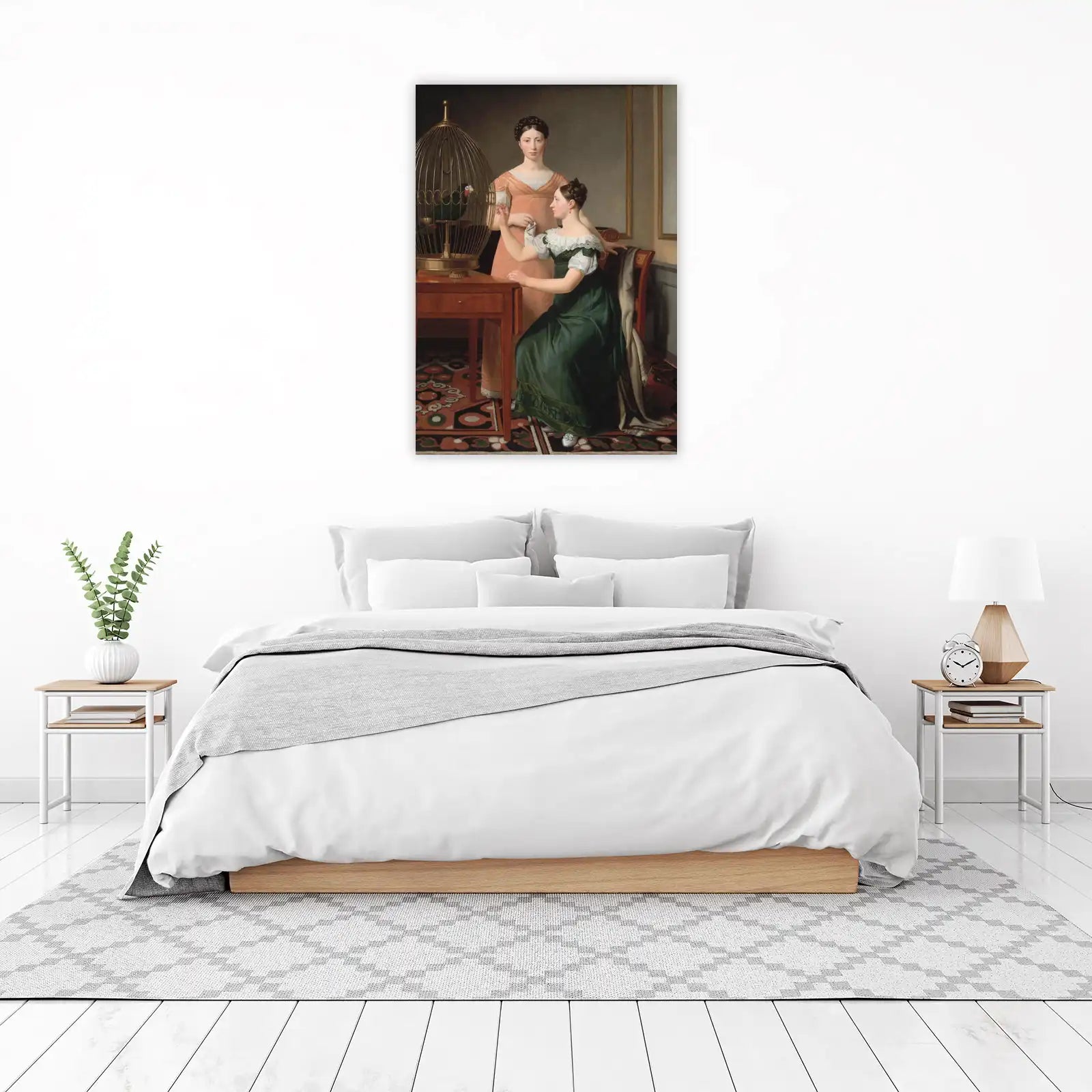 Elegant Ladies with Parrot Wall Art