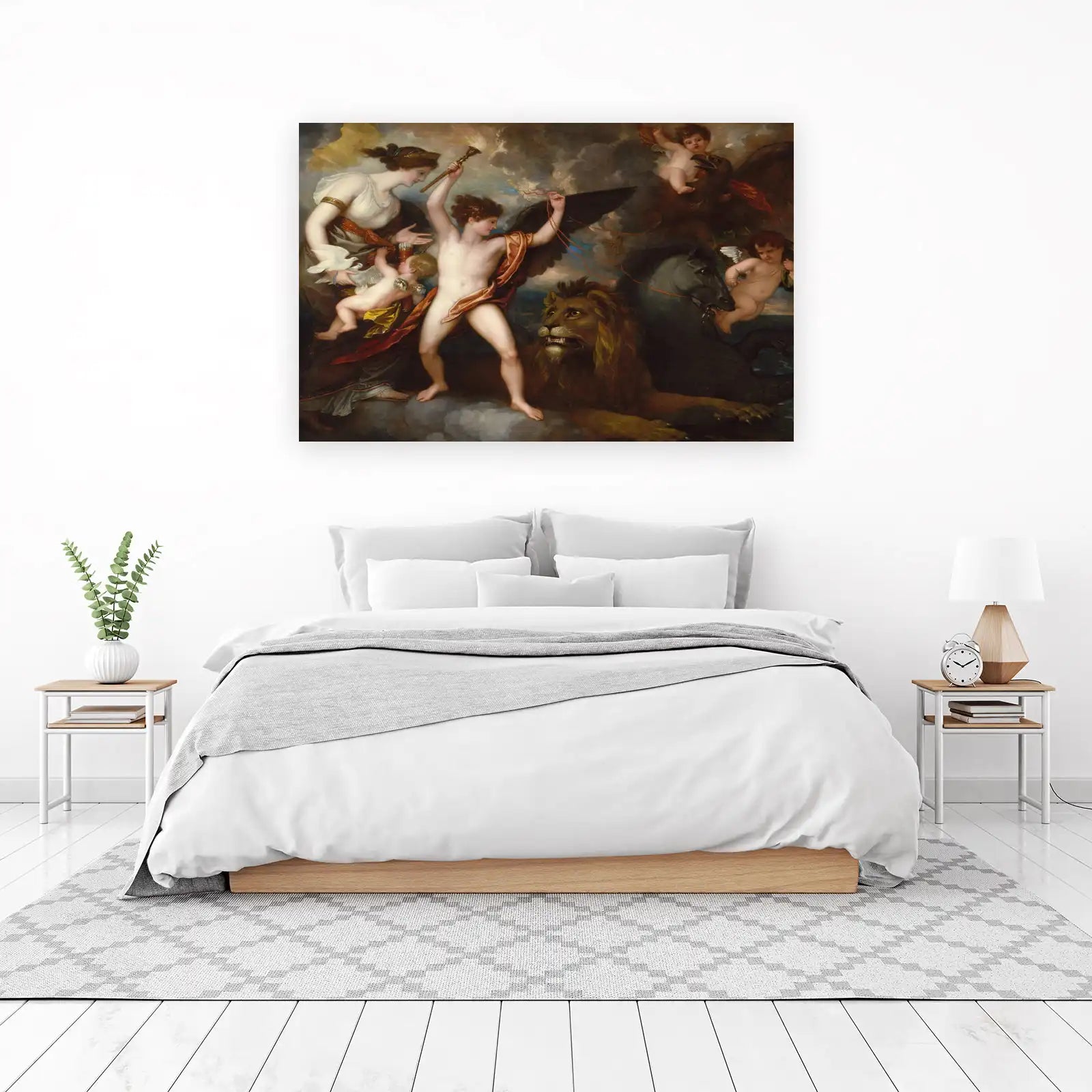 Mythological Allegory Lion & Cherubs Wall Art