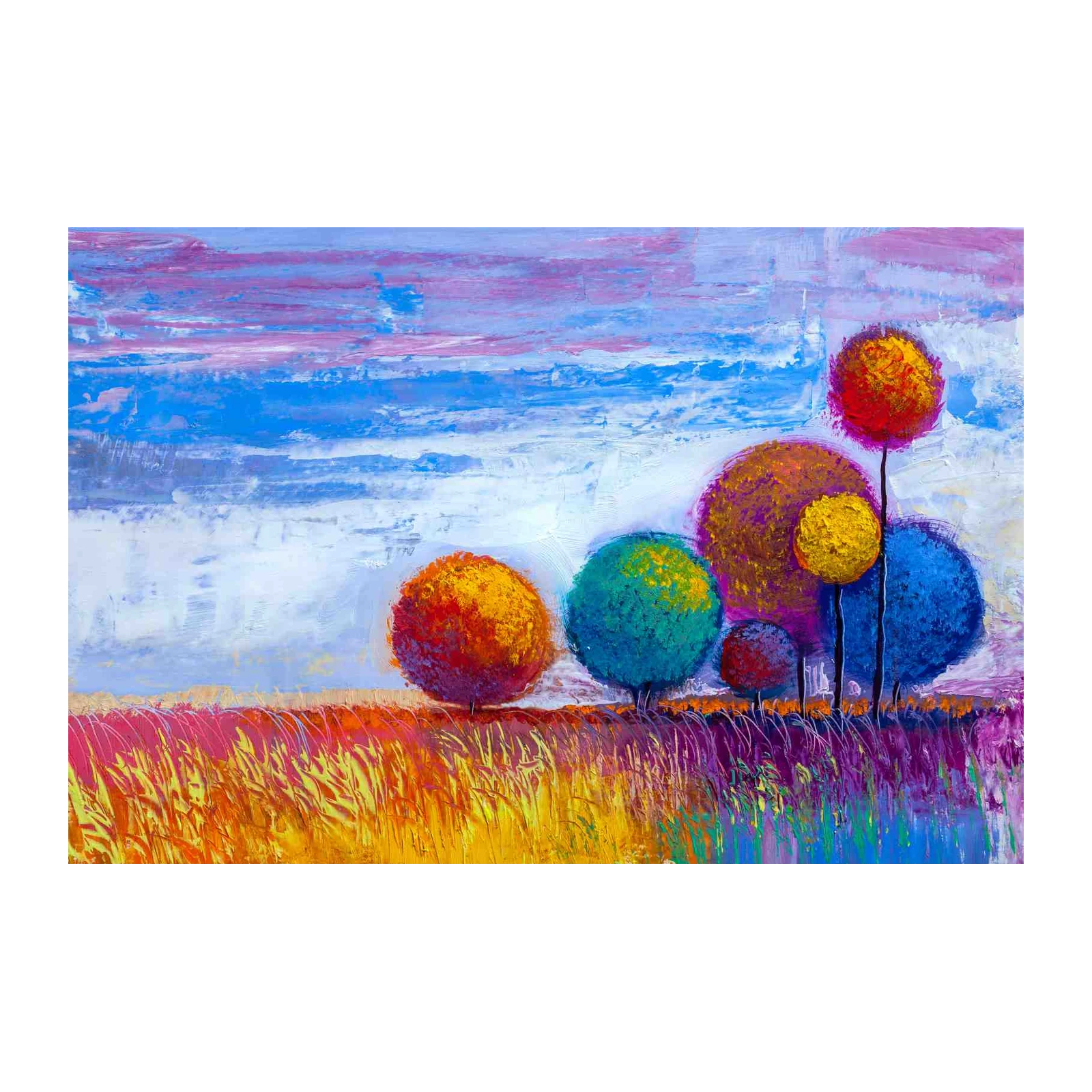 Vibrant Abstract Trees Landscape Wall Art