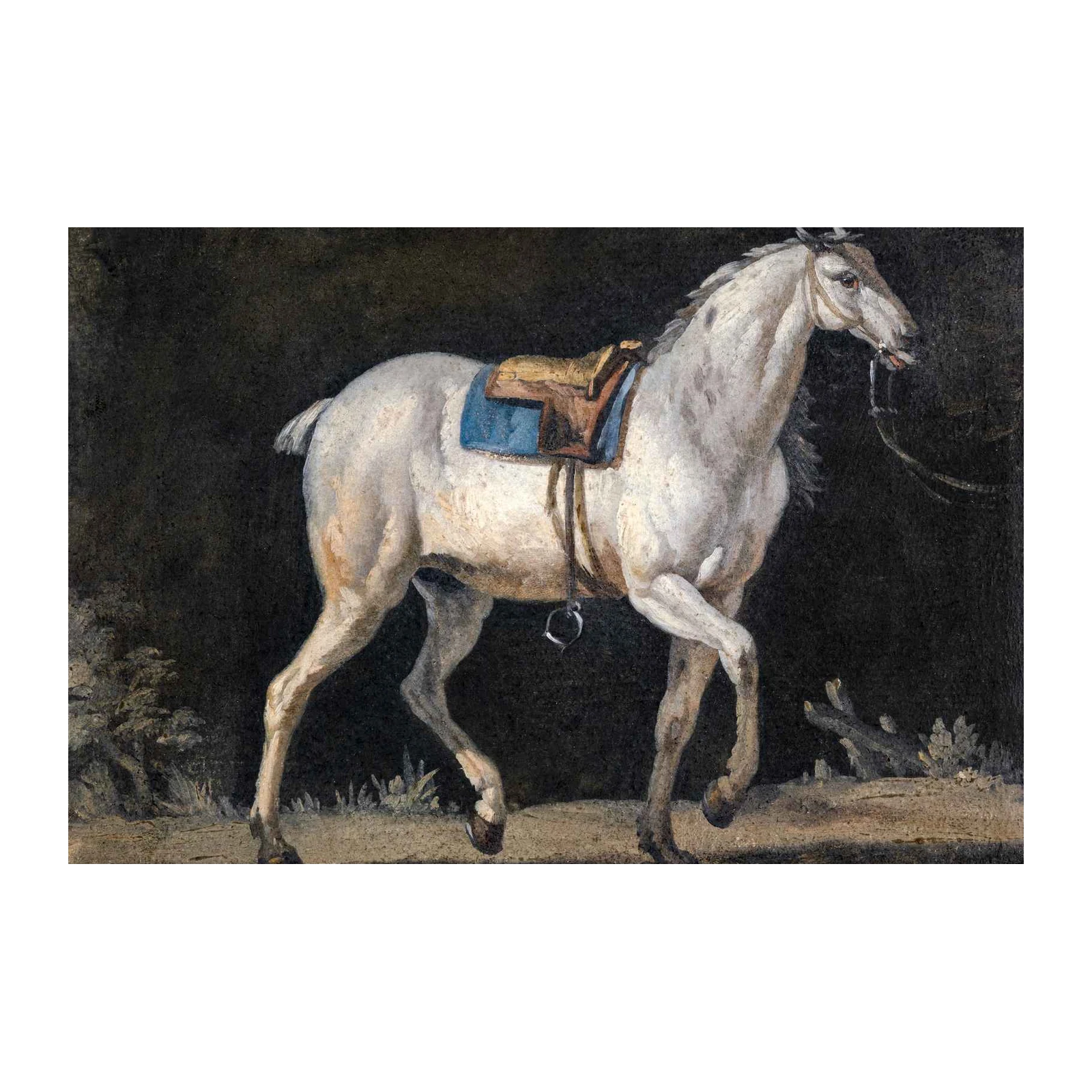 Elegant White Horse & Saddle Wall Art