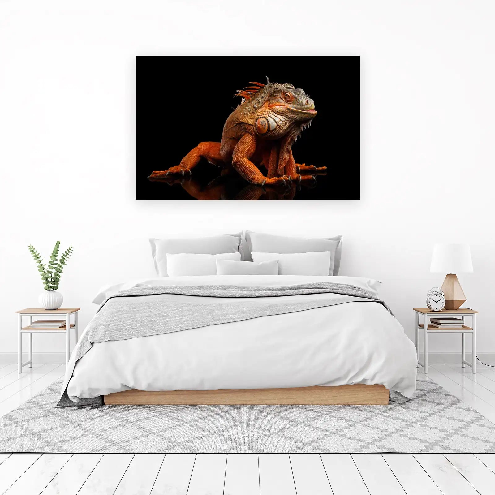 Vibrant Orange Iguana Portrait Wall Art