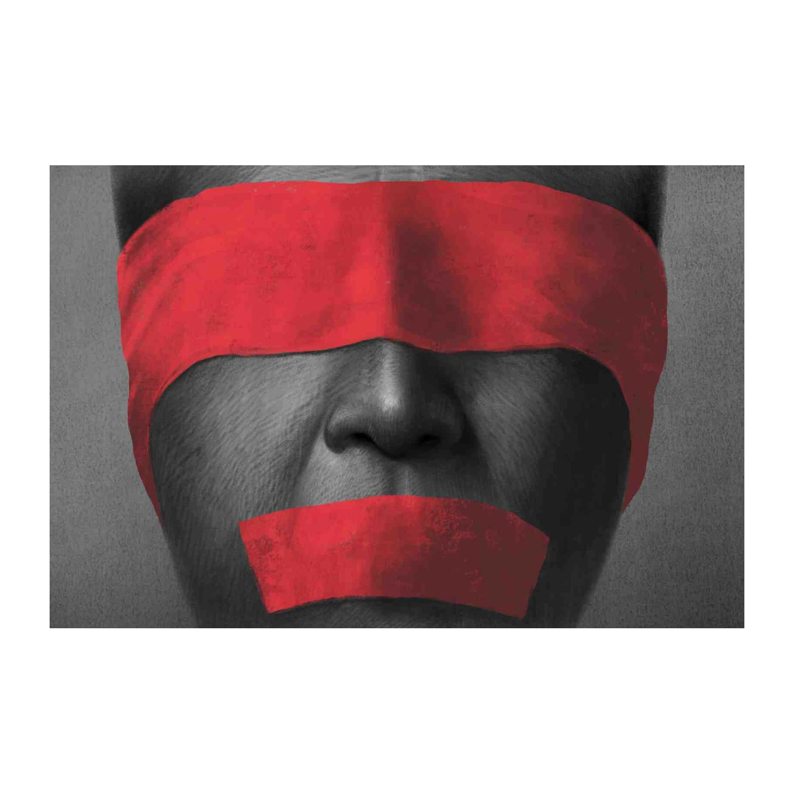 Bold Red Silence Face Wall Art