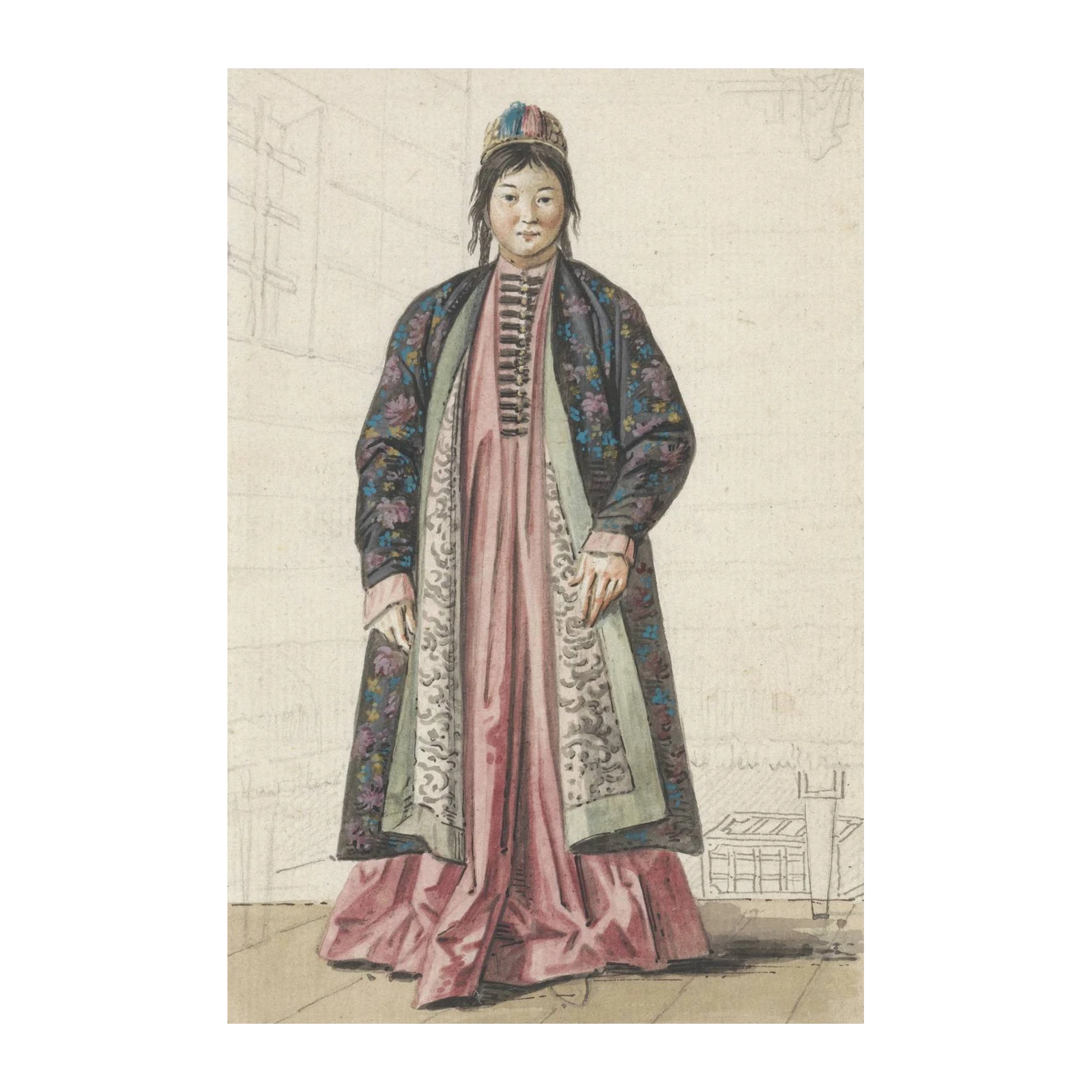 Elegant Silk Traditional Attire Wall Art