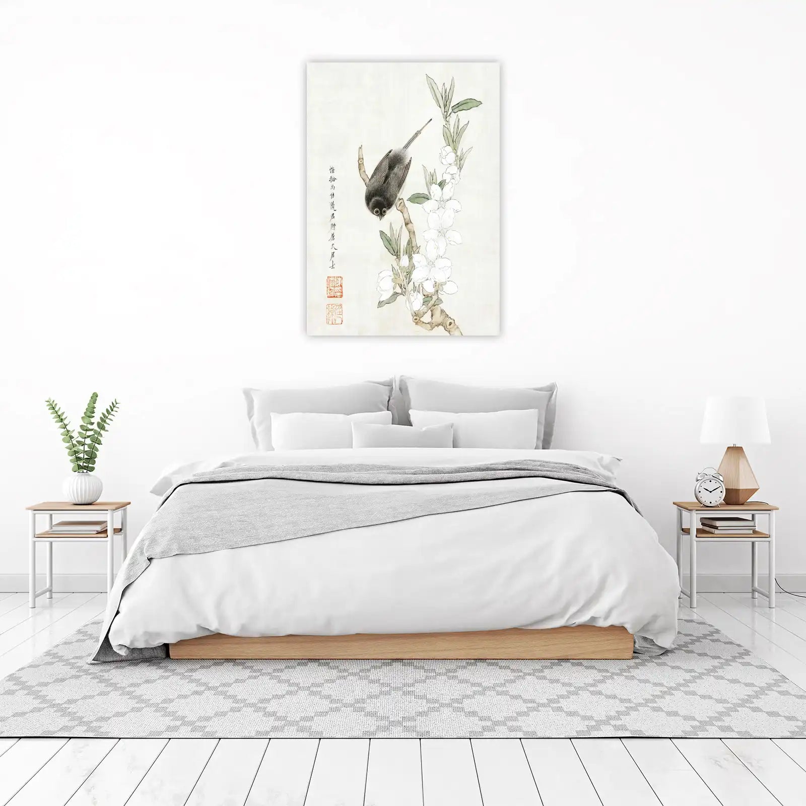Elegant Bird & Blossom Japanese Art Wall Art