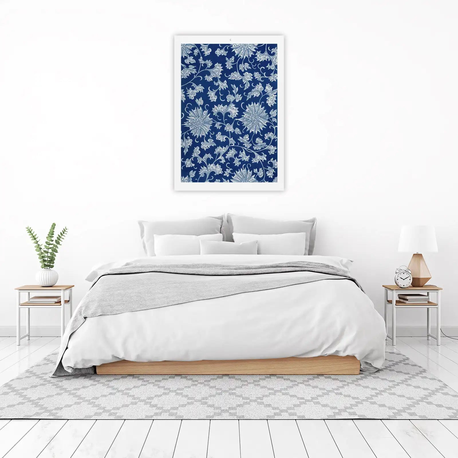 Classic Blue Floral Pattern Wall Art