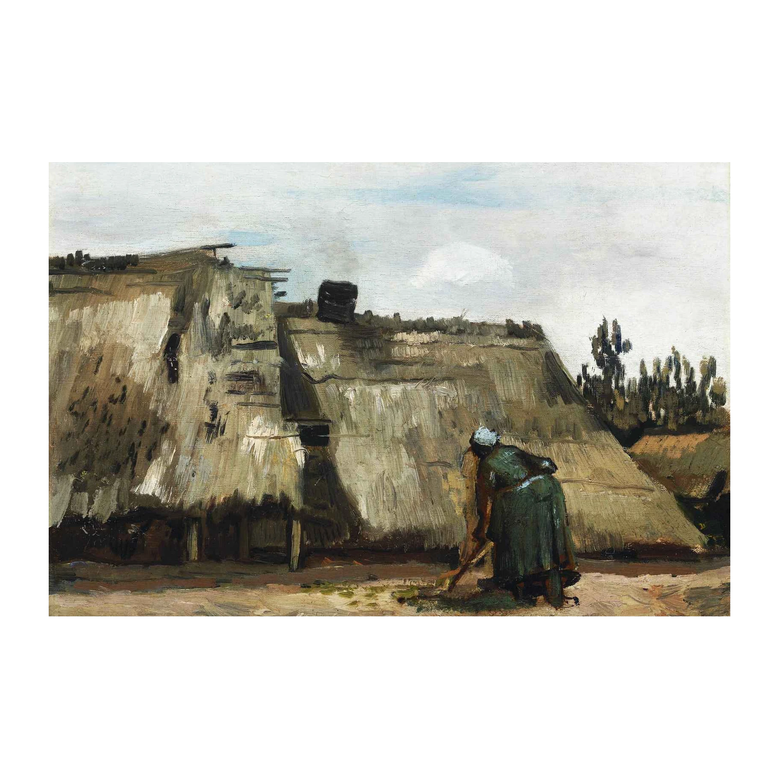 Peasant Scene with Thatched Roof Wall Art