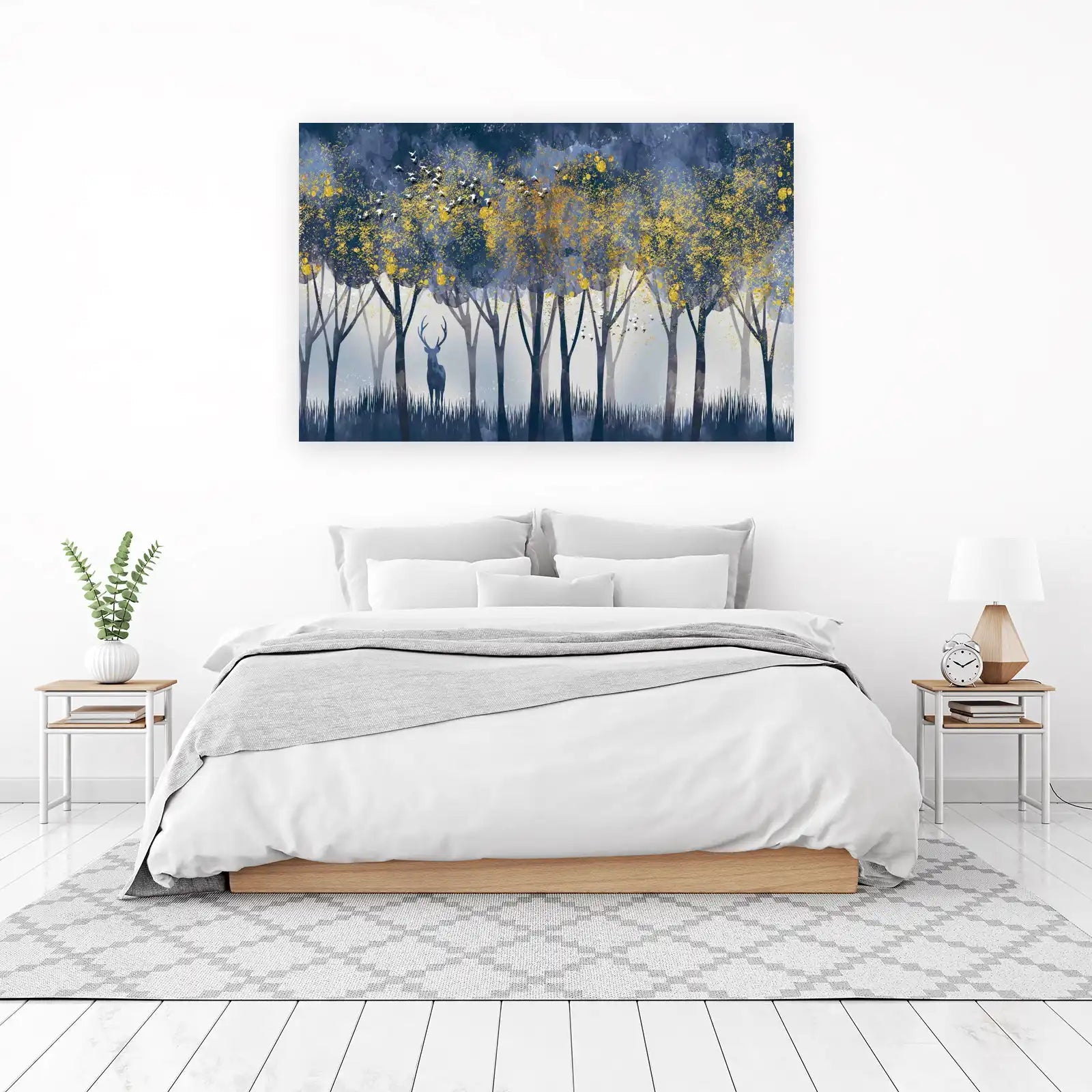 Enchanted Forest Deer Gold Leaf Wall Art