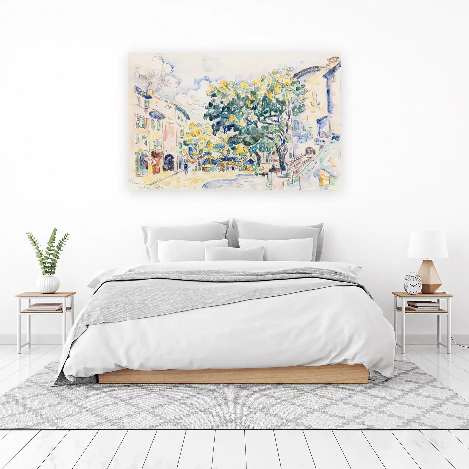 Charming Market Scene Watercolor Wall Art