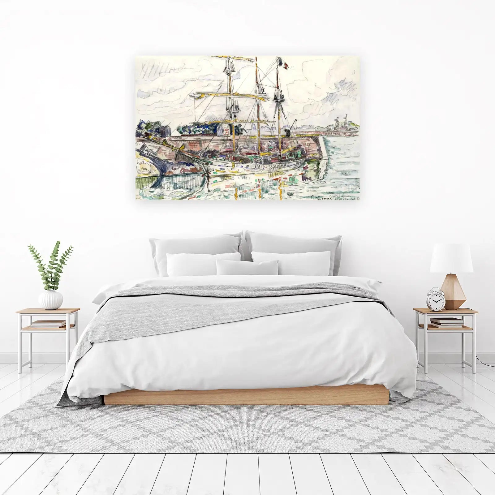 Impressionist Harbor Sailboat Wall Art