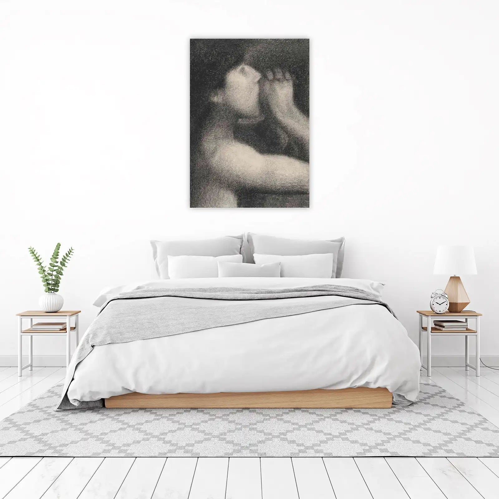 Serene Figure Study Charcoal Wall Art