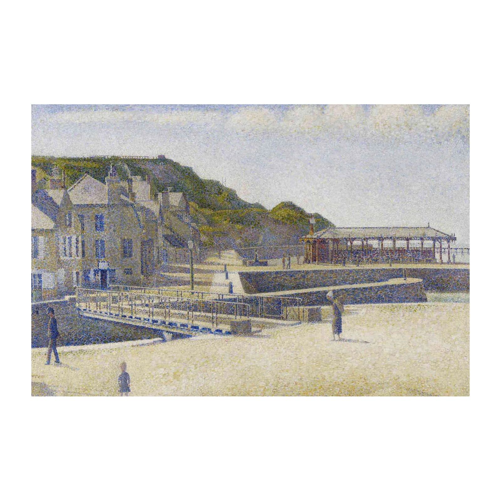 Coastal Village Pointillism Art Wall Art