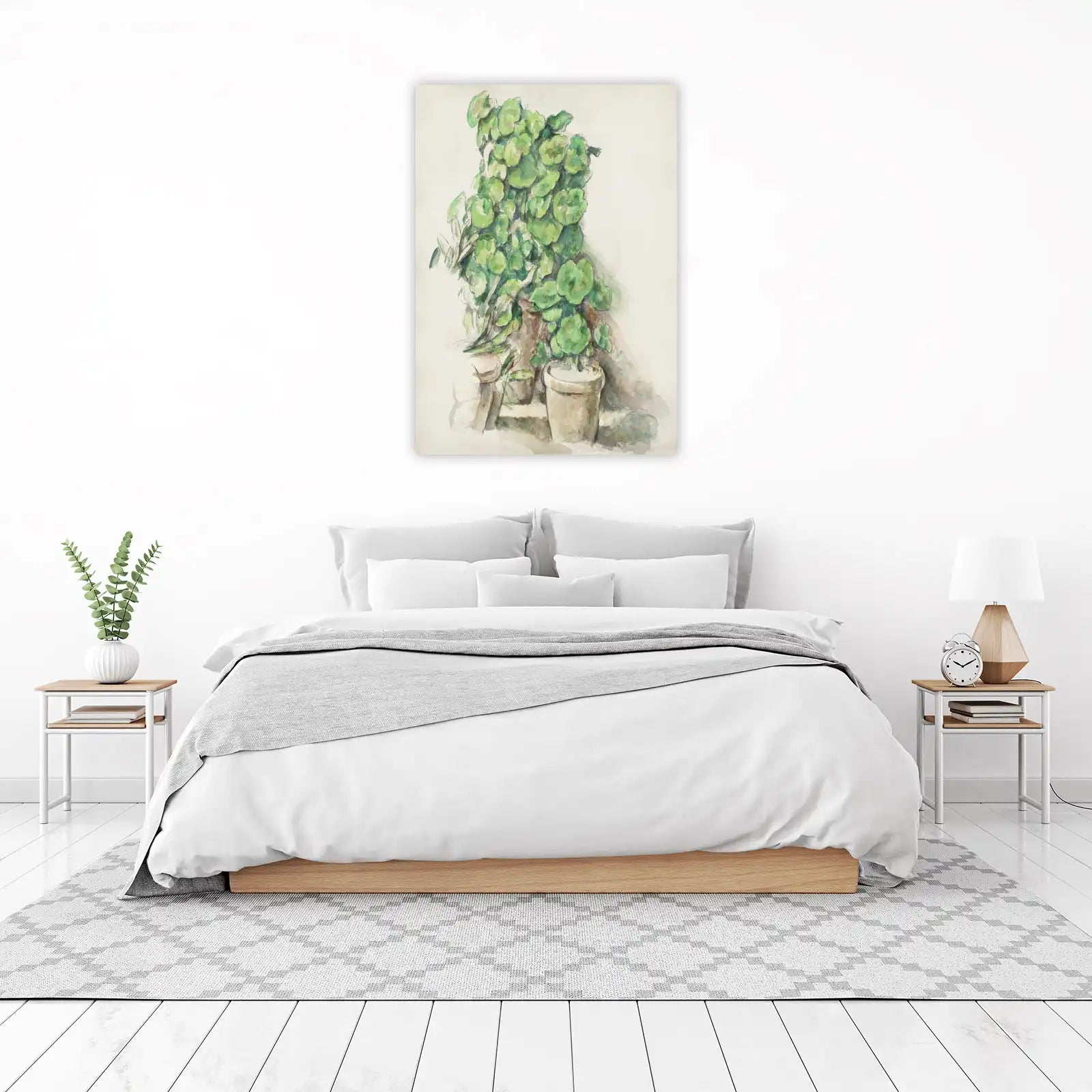 Lush Green Potted Plant Watercolor Wall Art