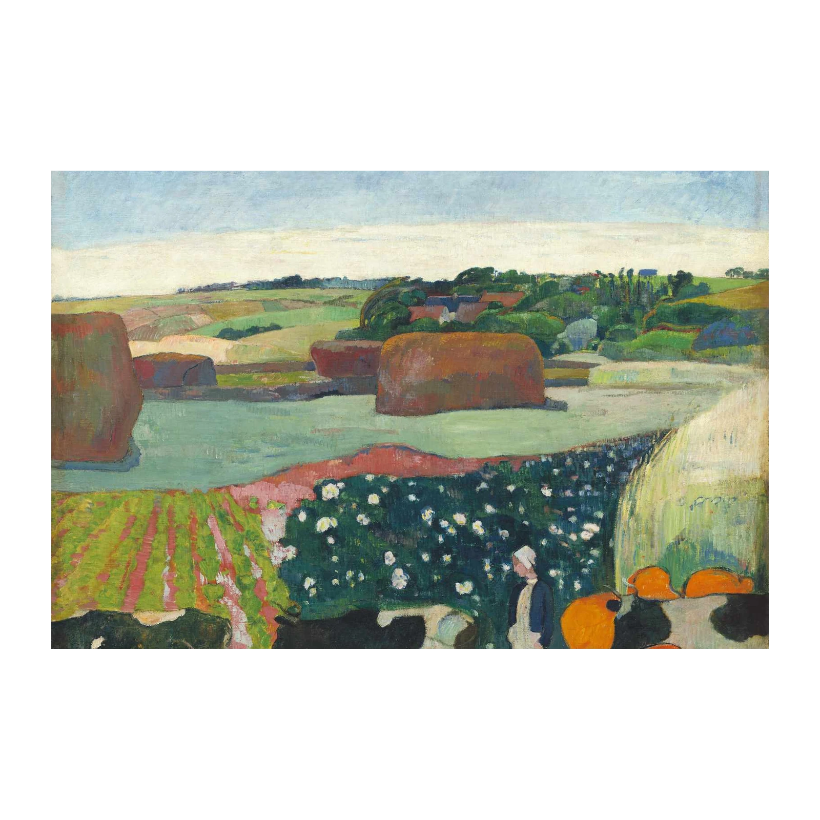 Rustic Farm Landscape with Cows Wall Art