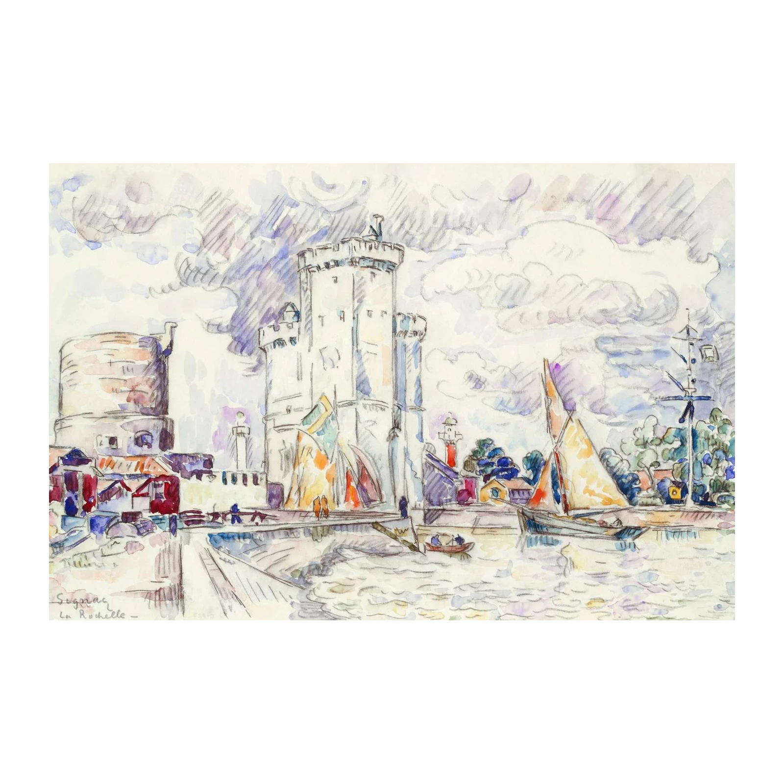 La Rochelle Harbour Watercolor Wall Art