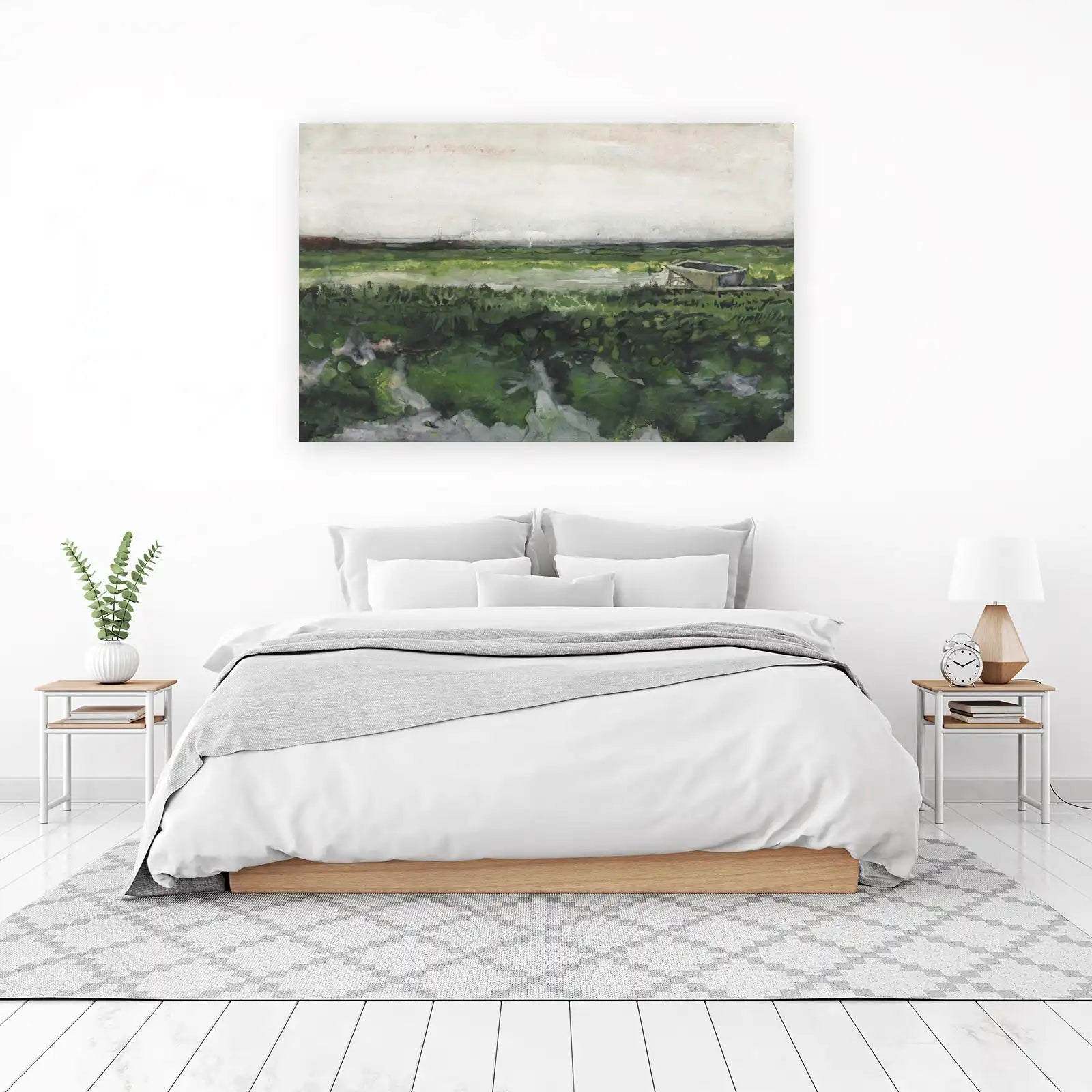 Serene Green Landscape Watercolor Wall Art