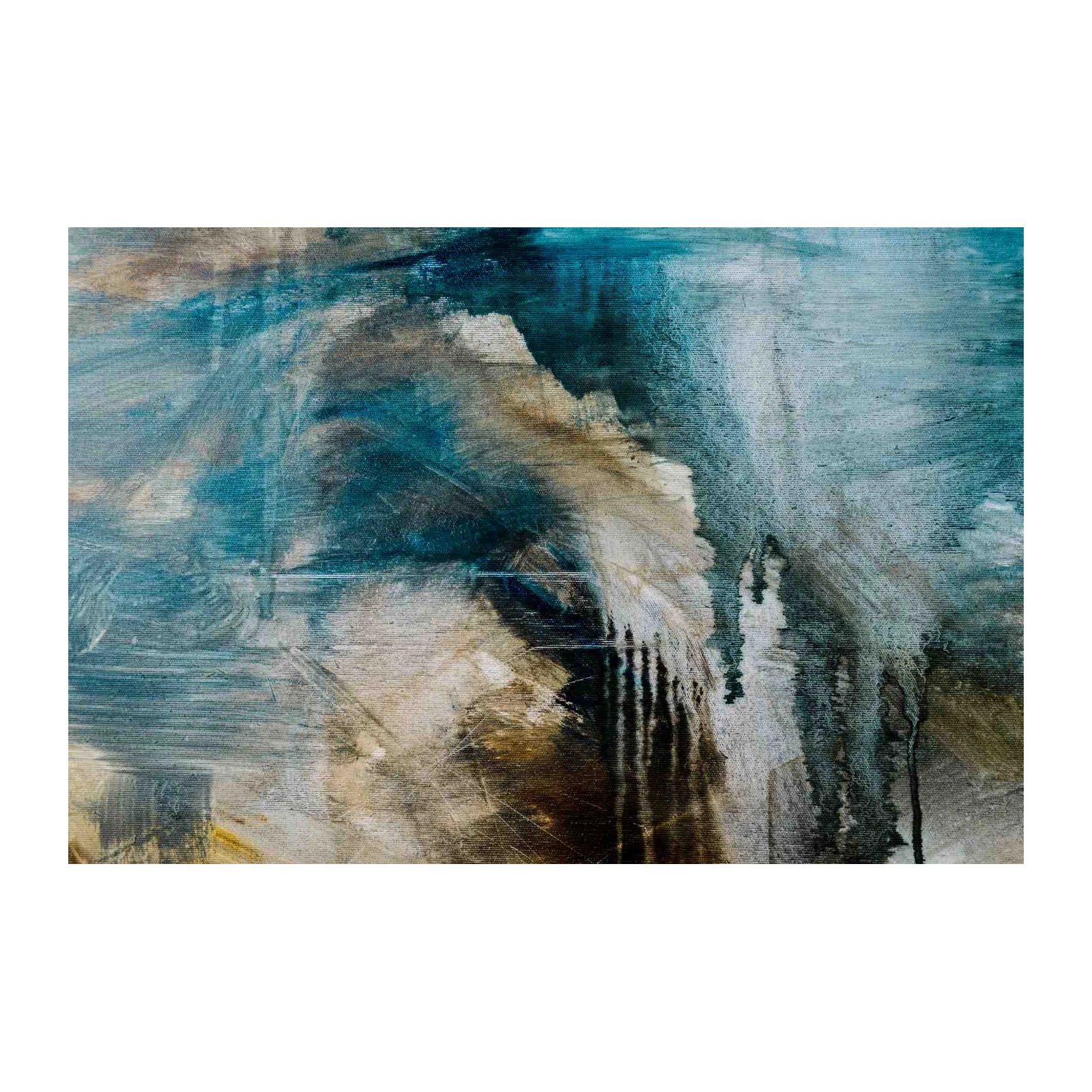 Abstract Teal & Brown Moody Landscape Wall Art