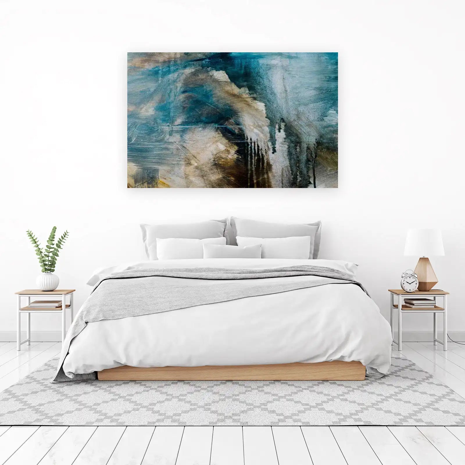 Abstract Teal & Brown Moody Landscape Wall Art