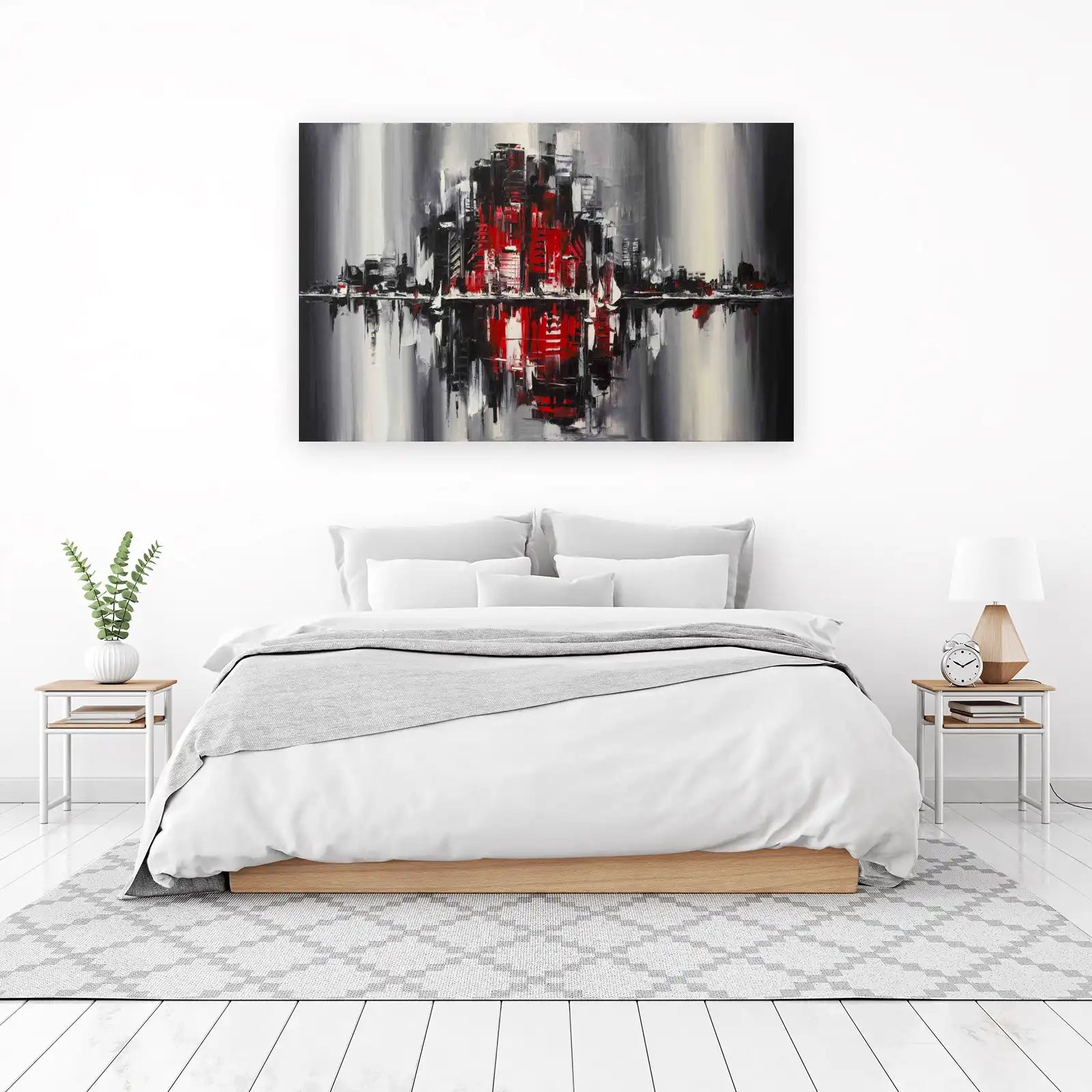 Abstract Cityscape Red Skyline Wall Art