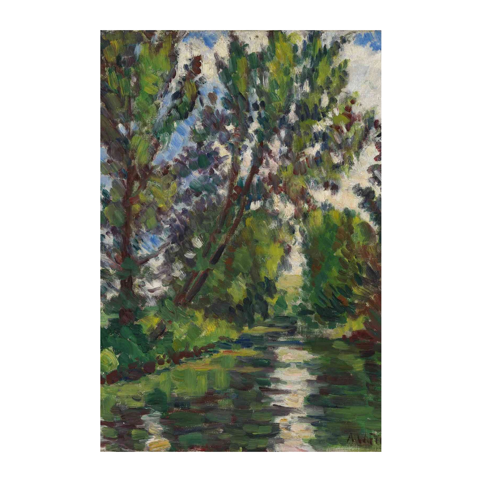 Serene River Landscape Impressionist Wall Art