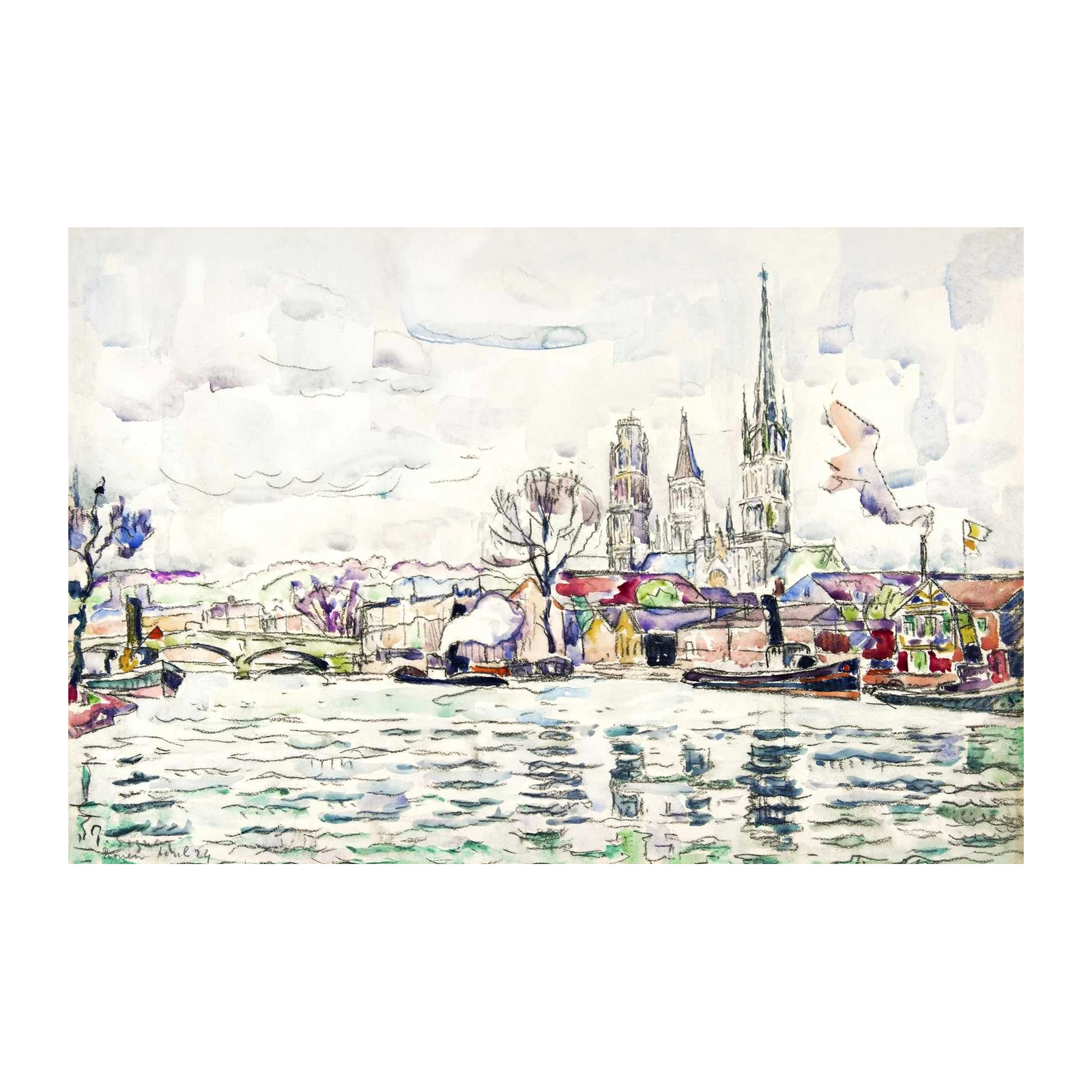 Vibrant European Cityscape Watercolor Wall Art