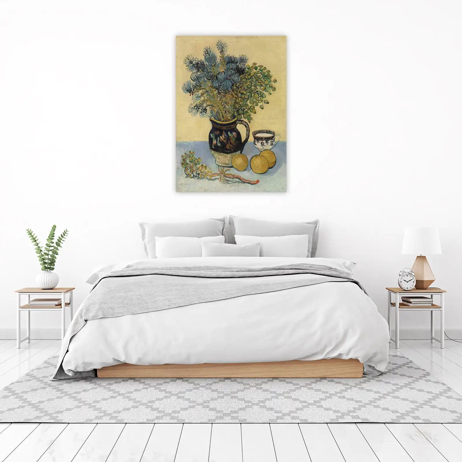 Vase of Blue Flowers & Fruit Wall Art