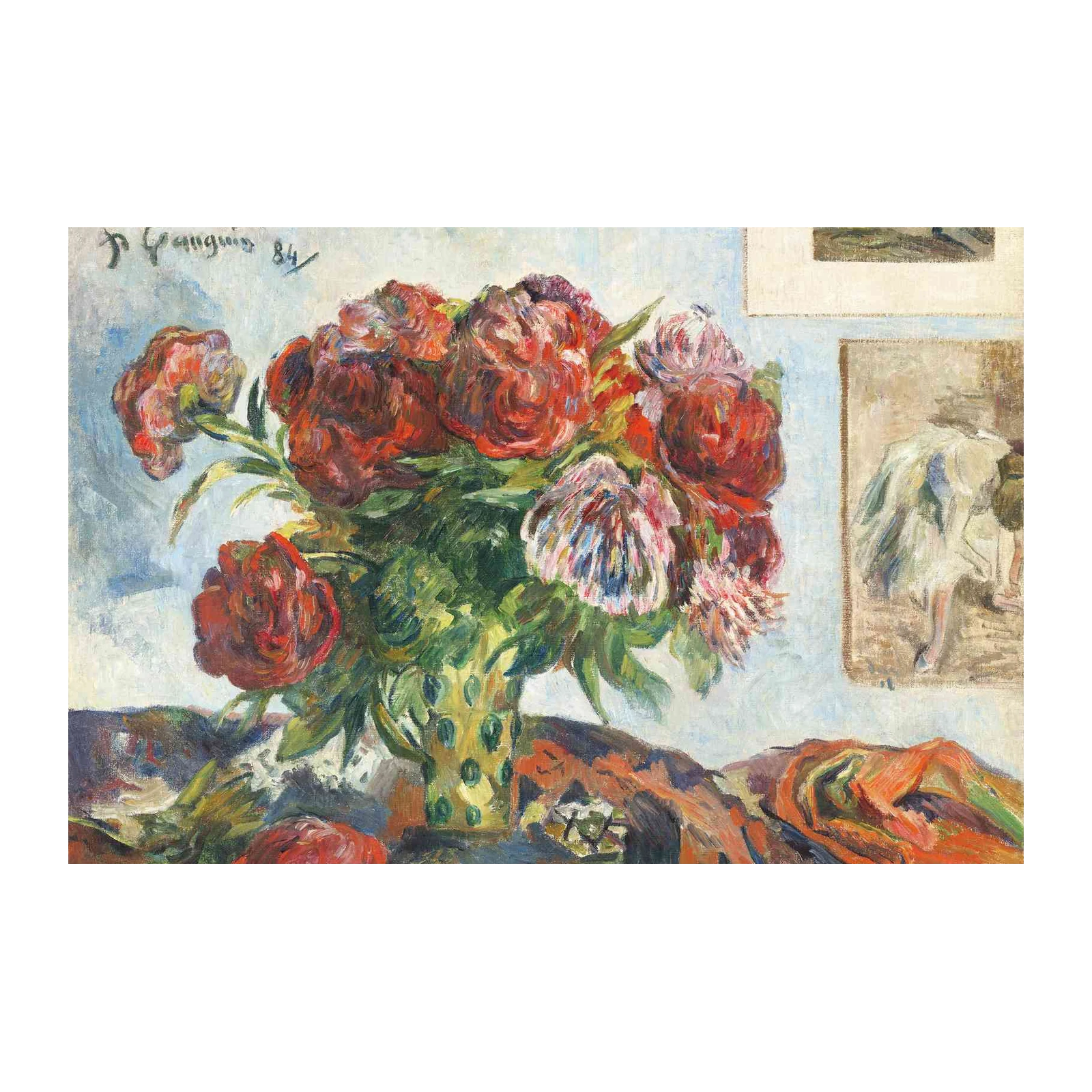 Vibrant Peonies Still Life Oil Painting Wall Art