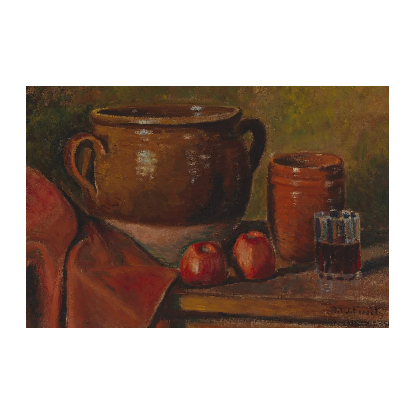 Earthy Still Life Apples & Pottery Wall Art
