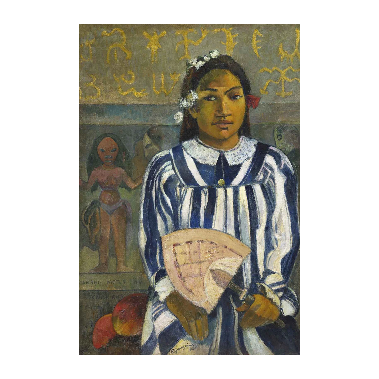 Tahitian Girl with Fan Gauguin Wall Art