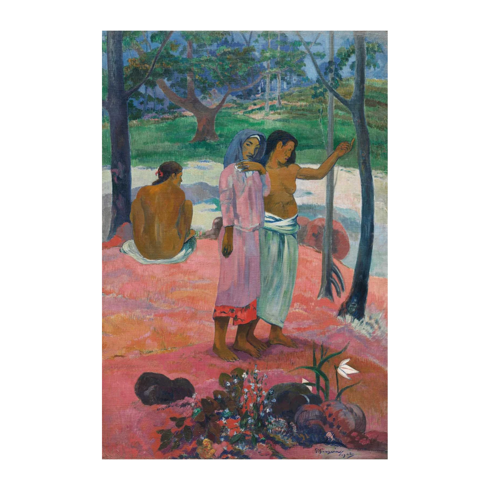Tahitian Women Pink & Blue Wall Art