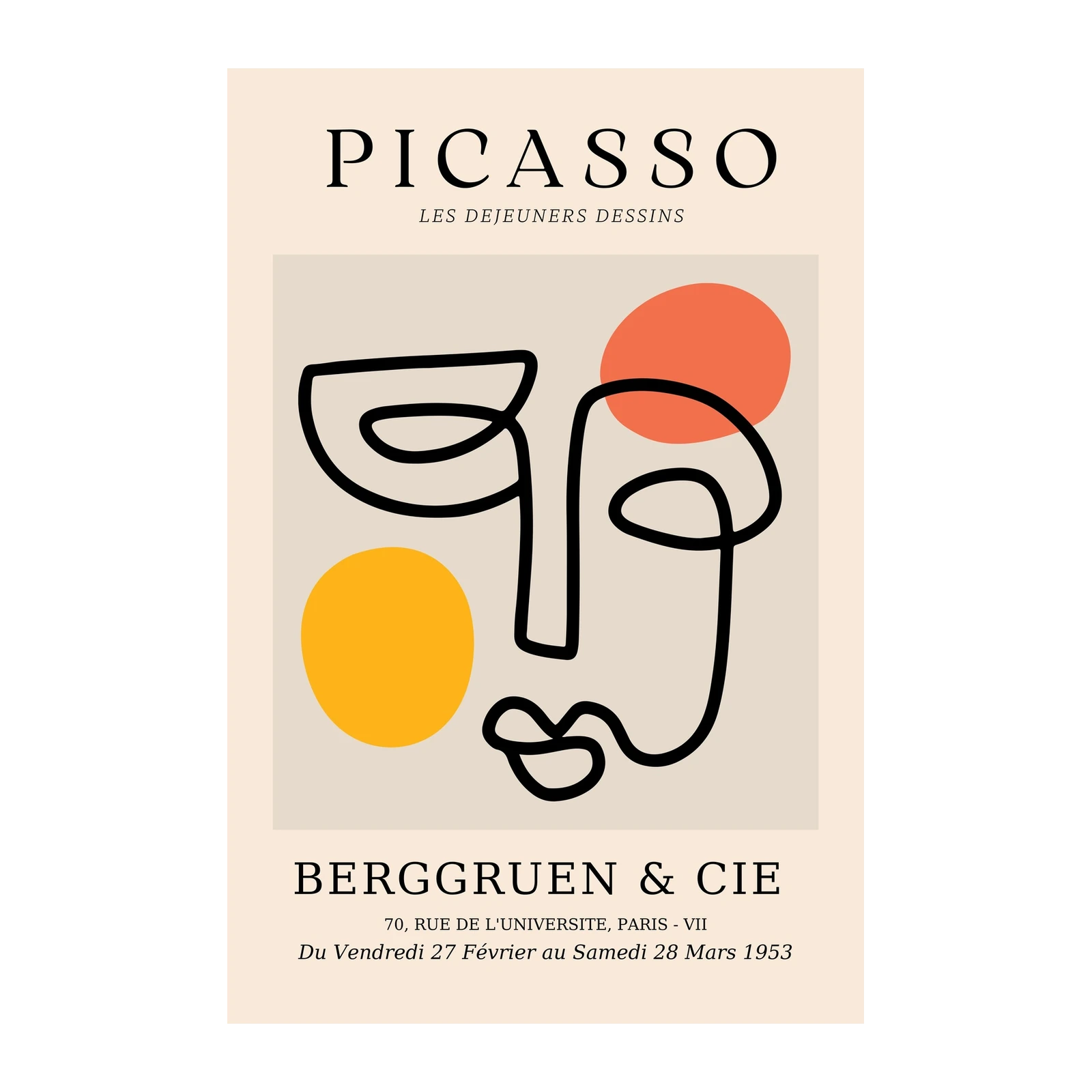 Modern Picasso Face Line Art Wall Art
