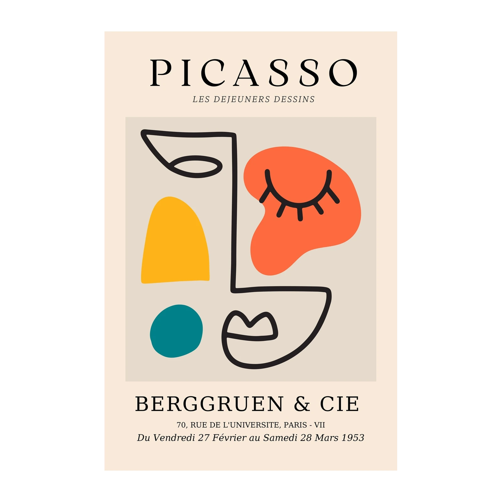 Abstract Picasso Face Line Art Wall Art