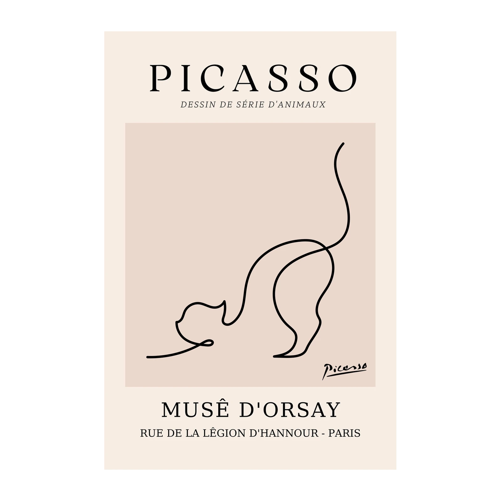 Minimalist Picasso Cat Line Art Wall Art