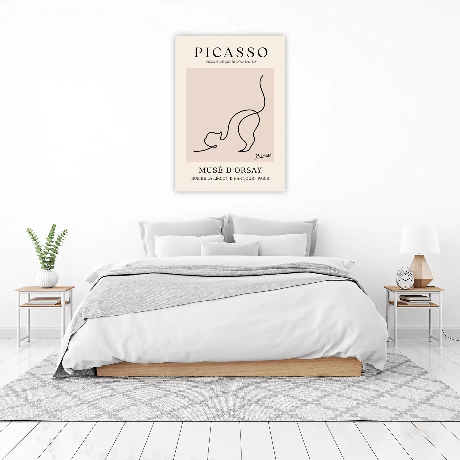 Minimalist Picasso Cat Line Art Wall Art