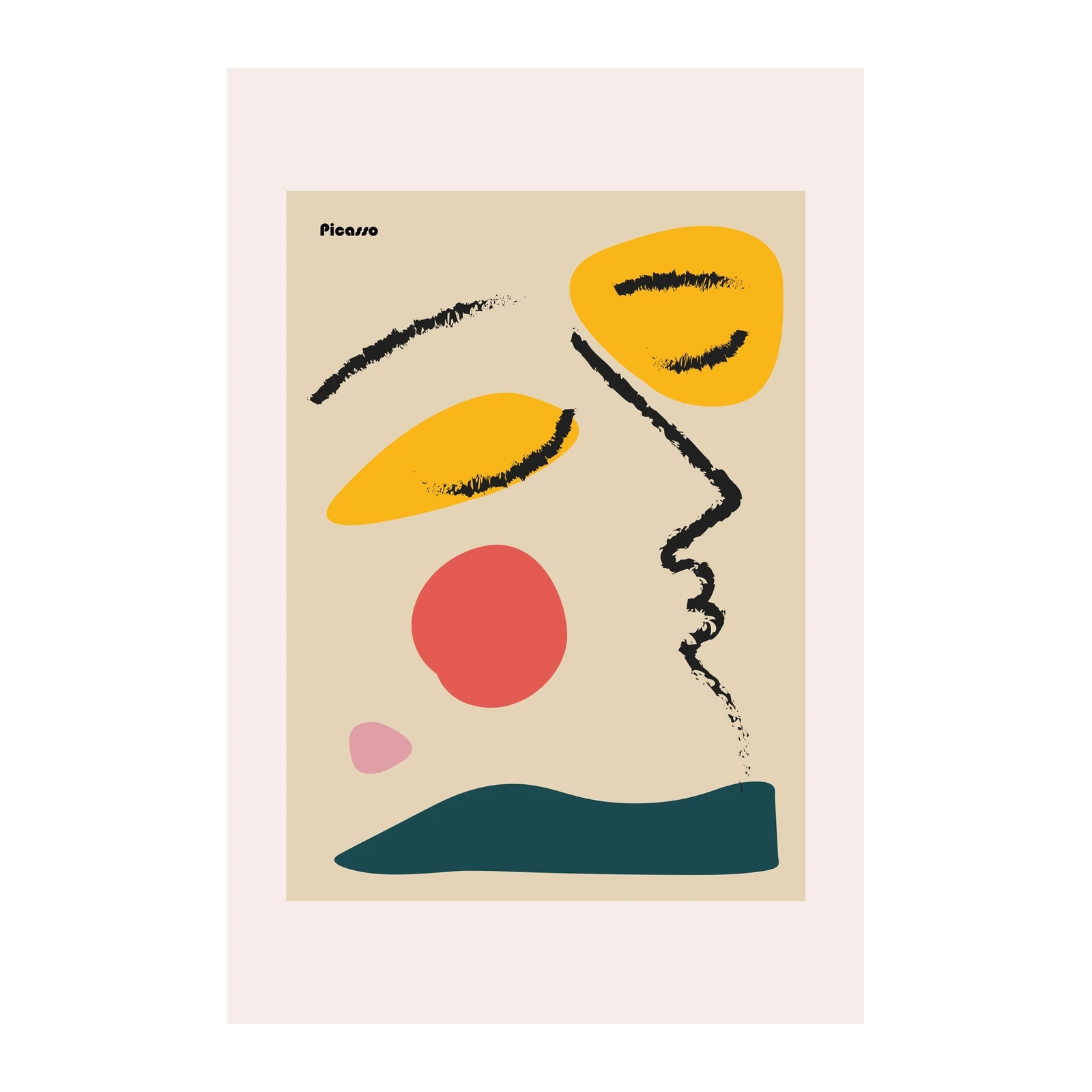 Abstract Face Yellow & Red Wall Art